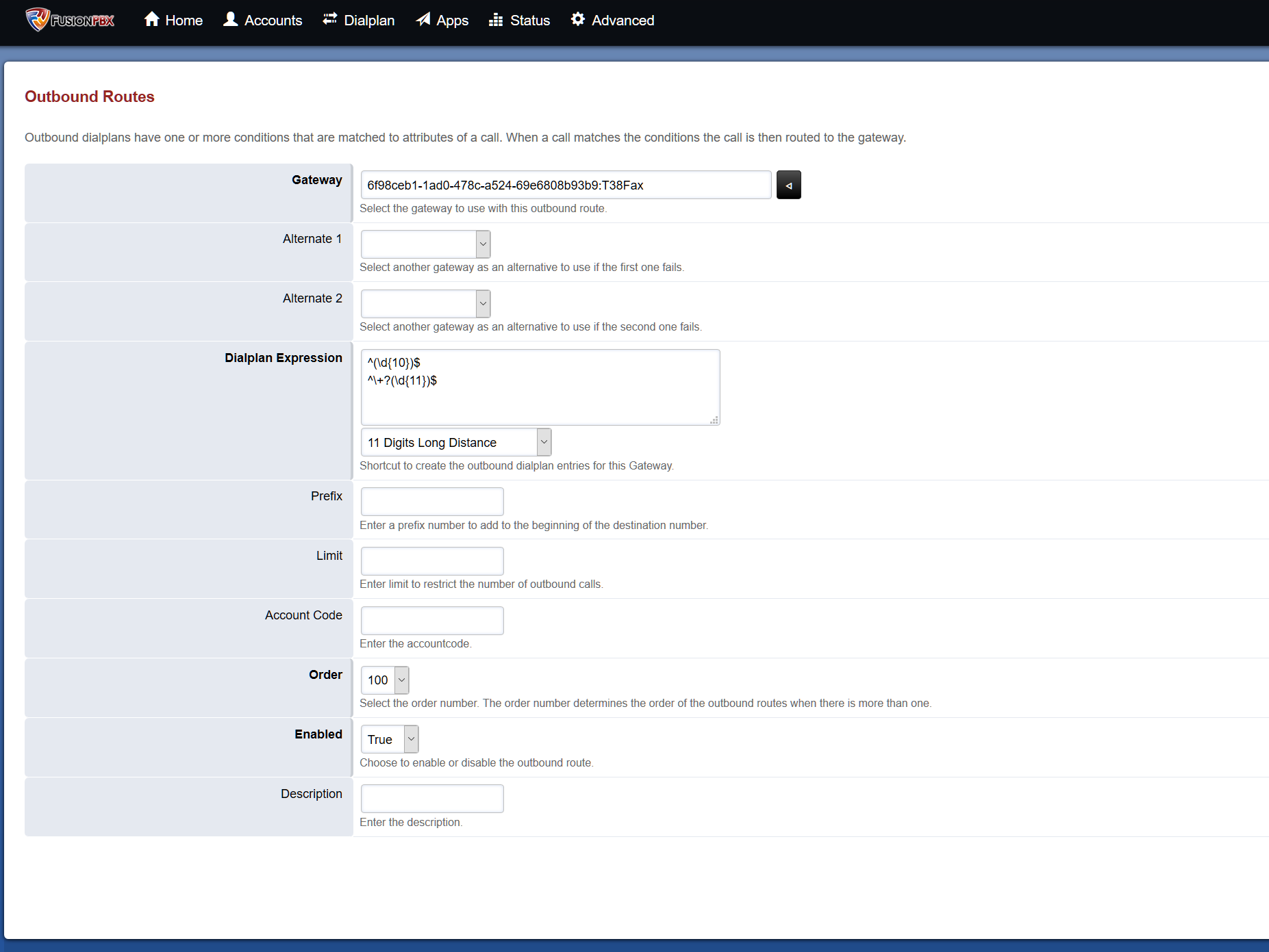 FusionPBX Outbound Routes Wizard - T38Fax.com
