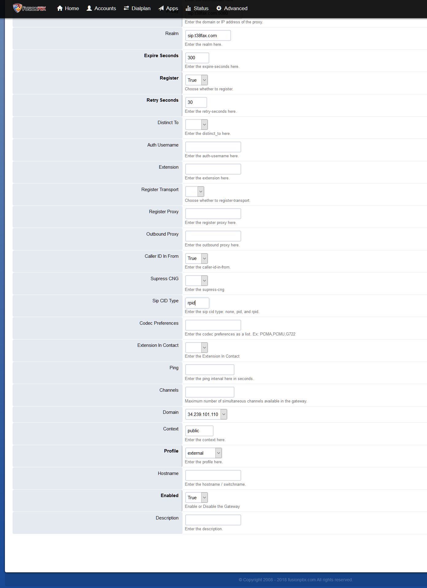FusionPBX Gateway Configuration: Advanced - T38Fax.com